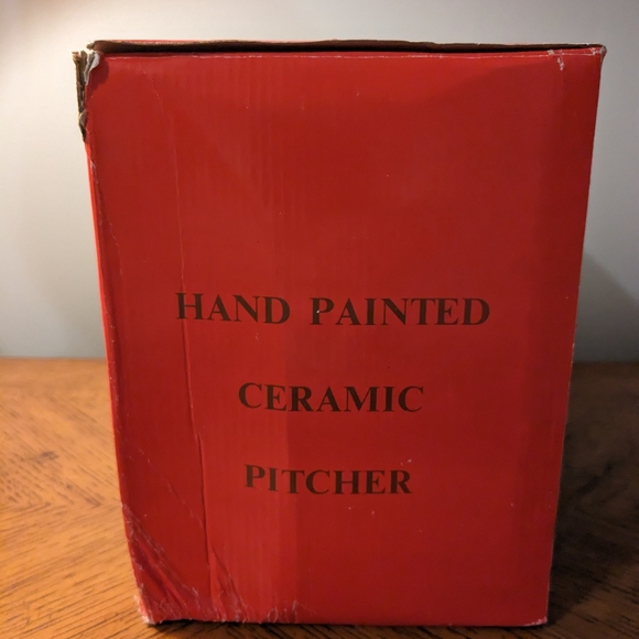 Vintage World Bazaars Inc Hand Painted Christmas Tree Pitcher Original Box - Picture 5 of 11